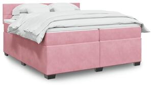 VidaXL Κρεβάτι Boxspring με Στρώμα Ροζ 200x200 εκ. Βελούδινο