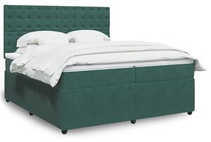 VidaXL Κρεβάτι Boxspring με Στρώμα Σκούρο Πράσινο 200x200εκ. Βελούδινο