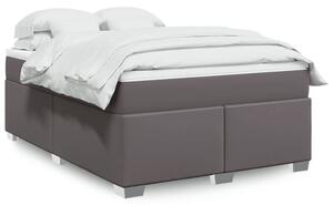 VidaXL Κρεβάτι Boxspring με Στρώμα Γκρι 160x200εκ. από Συνθετικό Δέρμα