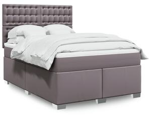 VidaXL Κρεβάτι Boxspring με Στρώμα Γκρι 160x200εκ. από Συνθετικό Δέρμα