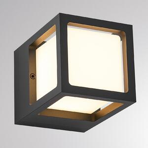Molto Luce Εξωτερικός φωτιστικός τοίχου LED FYNN-X, ανθρακί, 12 cm, IP65, CCT on/off, Μαύρο, Αλουμίνιο, σύγχρονο