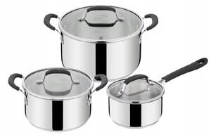 Σετ Κατσαρόλες Jamie Oliver Tefal με αντικολλητική επίστρωση, γυάλινο καπάκι και διαμέτρους 16cm, 20cm, 24cm - 6 τεμαχίων (3 κατσαρόλες, 3 καπάκια)