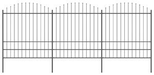 VidaXL Κάγκελα Περίφραξης με Λόγχες Μαύρα (1,75-2) x 5,1 μ. Ατσάλινα