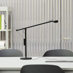 HAY Λάμπα γραφείου LED Fifty-Fifty, μαύρη, 45 εκ., με ρυθμιστή έντασης, ρυθμιζόμενος, Μαύρο, Μελέτη / Γραφείο, Αλουμίνιο, σχεδιασμός