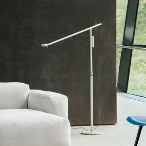 HAY Λάμπα δαπέδου LED Fifty-Fifty, γκρι, ύψος 135 εκ., με ρυθμιστή έντασης, ρυθμιζόμενος, Γκρι, Σαλόνι / τραπεζαρία, Αλουμίνιο, σχεδιασμός