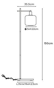 Φωτιστικό δαπέδου Joanet με καπνιστή γυάλινη σκιά