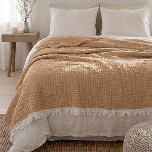 Κουβερτόριο King Size (240x260) Μουσελίνα Rythmos Aether Caramel
