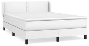 VidaXL Κρεβάτι Boxspring με Στρώμα Λευκό 140x190εκ.από Συνθετικό Δέρμα