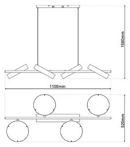 LED κρεμαστό φωτιστικό Tessa μαύρο/μπεζ 110cm Touchdim CCT 4-light