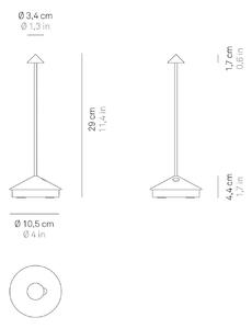 Zafferano Pina 3K επαναφορτιζόμενη επιτραπέζια λάμπα IP54 σκούρο γκρι