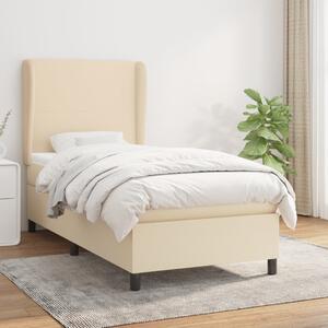 VidaXL Κρεβάτι Boxspring με Στρώμα Κρεμ 100 x 200 εκ. Υφασμάτινο