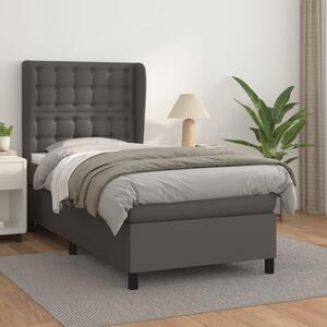 VidaXL Κρεβάτι Boxspring με Στρώμα Γκρι 100x200εκ. από Συνθετικό Δέρμα