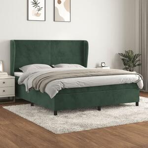 VidaXL Κρεβάτι Boxspring με Στρώμα Σκούρο Πράσινο 160x200εκ. Βελούδινο