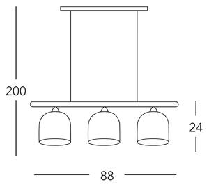 Κρεμαστό φωτιστικό KOLARZ Chalet, μήκος 88 cm, λευκό/καφέ, 3-φωτο