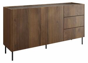 Σιφονιέρα Comfivo Belviro 101, Μαύρο μάρμαρο, Καρυδί, 78x160x37cm