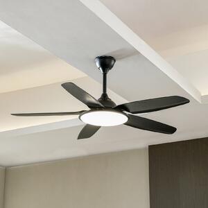 Lucande LED ανεμιστήρας οροφής Divian, μαύρος, DC, αθόρυβος, CCT