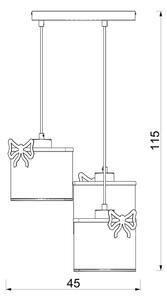 Παιδικό κρεμαστό φωτιστικό οροφής SWEET 3xE27/15W/230V λευκό/ροζ/πεταλούδα