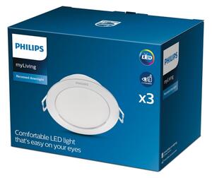 Philips - ΣΕΤ 3x Χωνευτό Φωτιστικό LED DIAMOND 1xLED/3,5W/230V 2700K