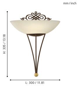 EGLO 86715 - Φως τοίχου MESTRE 1 x E27/60W καφέ αντικέ / χρυσαφί