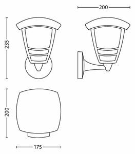 Philips 15380/31/16 - Φως τοίχου εξωτερικού χώρου MYGARDEN CREEK E27/60W/230V IP44