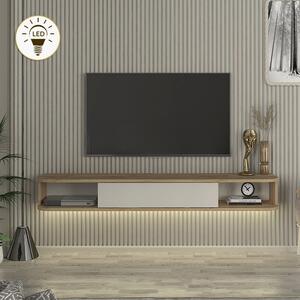 Έπιπλο τηλεόρασης επιτοίχιο Cross Megapap με LED χρώμα sepet oak - sandstone 150x29,6x19,2εκ