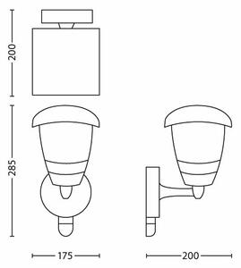 Philips 15388/31/16 - Φως τοίχου εξωτερικού χώρου με αισθητήρα MYGARDEN CREEK 1xE27/60W IP44