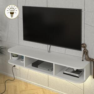 Έπιπλο τηλεόρασης επιτοίχιο Bask Megapap με LED χρώμα λευκό 120x29,6x19,2εκ