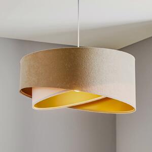 Maco Design Κρεμαστή λάμπα Vivien, τρίχρωμη, κρεμ/λευκό/χρυσό, ρυθμιζόμενος, Μπεζ, Σαλόνι / τραπεζαρία, Ύφασμα / Κλωστοϋφαντουργία, σύγχρονο