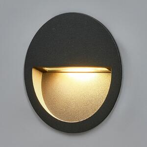 Lucande LED φωτιστικό τοίχου Loya, Ø 11,5 cm, γκρι, IP54, Μαύρο, Αλουμίνιο, σύγχρονο, Φωτιστικά εσοχής στρογγυλά