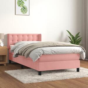 VidaXL Κρεβάτι Boxspring με Στρώμα Ροζ 100x200 εκ. Βελούδινο