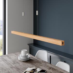 Quitani LED κρεμαστό φωτιστικό Alin, μήκος 138 cm, φυσική δρυς, ρυθμιζόμενος, Ξύλου, Σαλόνι / τραπεζαρία, Ξύλο, σύγχρονο
