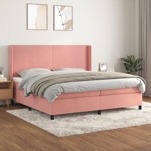 VidaXL Κρεβάτι Boxspring με Στρώμα Ροζ 200x200 εκ. Βελούδινο