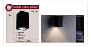 Paulmann 94327 - LED/3,8W IP44 Επιτοίχιο φωτιστικό εξωτερικού χώρου FLAME 230V ανθρακί