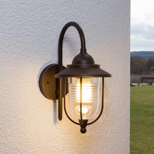 Lindby Εξωτερικό φωτιστικό τοίχου Mertis, ύψος 37 cm, χρώμα σκουριάς, αλουμίνιο, ρυθμιζόμενος, Διαφανές, Μέταλλο, Αντίκα