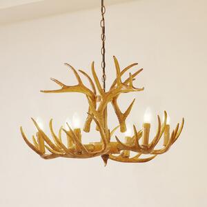 Lindby κρεμαστό φωτιστικό Fibi, καφέ, κέρατα, 6-φωτο E14, ρυθμιζόμενος, Καφέ / Σκουριάς, Σαλόνι / τραπεζαρία, Πλαστικό, Εξοχική κατοικία / Ρουστίκ, Πολυέλαιοι