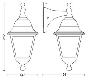 Philips 1747230PN - Φωτιστικό τοίχου εξωτερικού χώρου LIMA 1xE27/60W/230V IP44