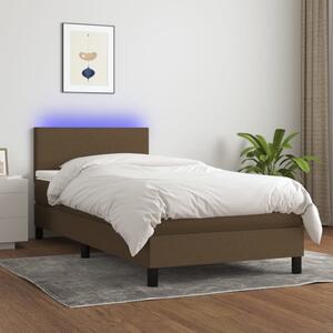 VidaXL Κρεβάτι Boxspring με Στρώμα & LED Σκ.Καφέ 80x200 εκ. Υφασμάτινο