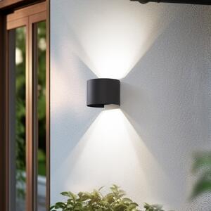Lindby Smart LED εξωτερικό φωτιστικό τοίχου Dara γκρι στρογγυλό CCT RGB, ρυθμιζόμενος, Γκρι, Αλουμίνιο, σύγχρονο