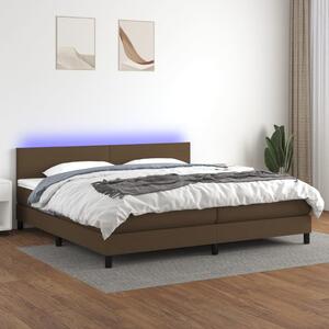 VidaXL Κρεβάτι Boxspring με Στρώμα & LED Σκ.Καφέ 200x200 εκ Υφασμάτινο