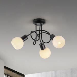 JUST LIGHT. GmbH Φωτιστικό οροφής Loki, 3-φωτιστικό, στρογγυλό, μαύρο, σίδερο, Μαύρο, Σαλόνι / τραπεζαρία, Μέταλλο