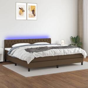 VidaXL Κρεβάτι Boxspring με Στρώμα & LED Σκ.Καφέ 200x200 εκ Υφασμάτινο