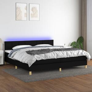 VidaXL Κρεβάτι Boxspring με Στρώμα & LED Μαύρο 200x200 εκ. Υφασμάτινο