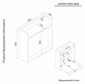 Επιτοίχιο πτυσσόμενο γραφείο LAPTOP 60x60 cm καφέ/λευκό