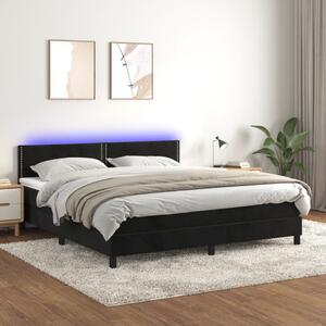 VidaXL Κρεβάτι Boxspring με Στρώμα & LED Μαύρο 160x200 εκ. Βελούδινο