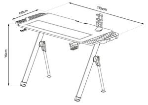 Γραφείο Gaming FALCON με οπίσθιο φωτισμό LED RGB 116x60 cm μαύρο