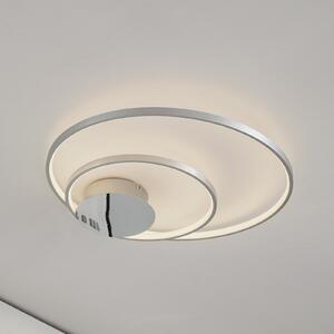 Lindby Nerwin LED φωτιστικό οροφής, 65 cm, στρογγυλό, αλουμίνιο/χρώμιο, ρυθμιζόμενος, Μεταλλικό, Σαλόνι / τραπεζαρία, Μέταλλο, σύγχρονο, Οροφή στρογγυλή άμεση