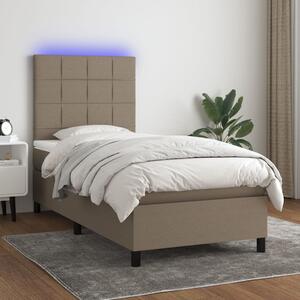 VidaXL Κρεβάτι Boxspring με Στρώμα & LED Taupe 90x200 εκ. Υφασμάτινο