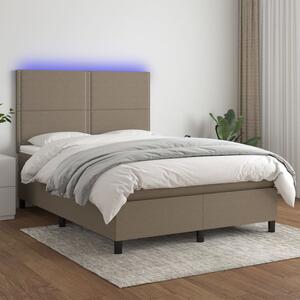 VidaXL Κρεβάτι Boxspring με Στρώμα & LED Taupe 140x190 εκ. Υφασμάτινο