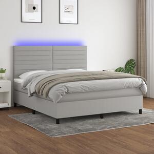 VidaXL Κρεβάτι Boxspring με Στρώμα & LED Αν.Γκρι 160x200εκ. Υφασμάτινο