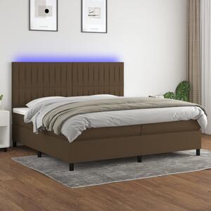 VidaXL Κρεβάτι Boxspring με Στρώμα & LED Σκ.Καφέ 200x200εκ. Υφασμάτινο